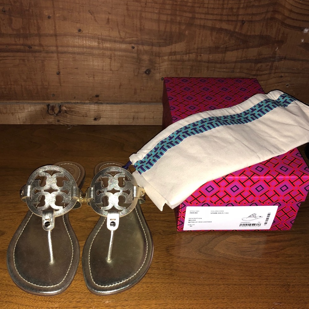 Tory Burch sz 10 spark gold millers